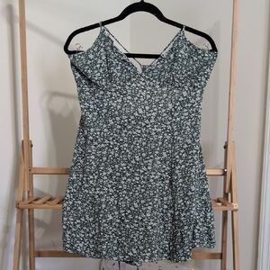 Cider Green Floral Spaghetti Straps Summer Dress
